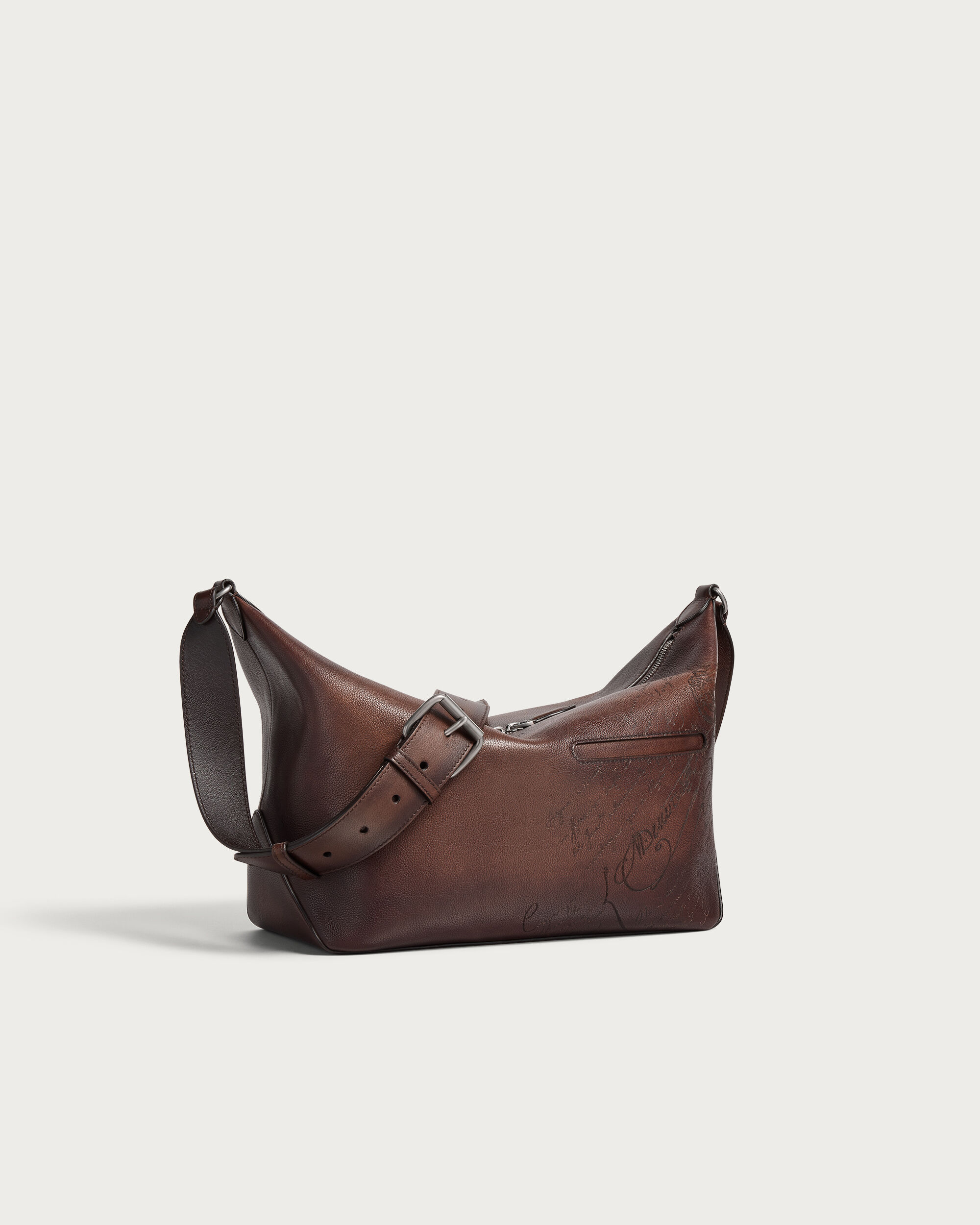 Toujours Soft Zipped Hobo Messenger, Soft Brown, hi-res