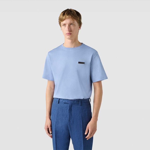 Leather Tab T-Shirt, PALE BLUE, hi-res 3
