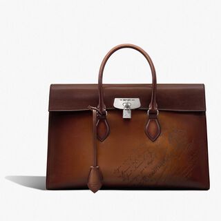 E'Mio Scritto Leather Briefcase, CACAO INTENSO, hi-res