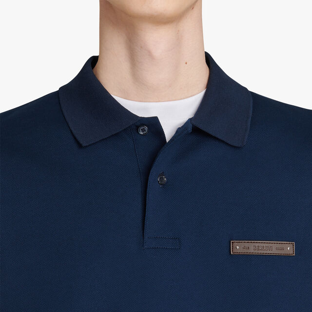 Long Sleeves Polo Shirt With Leather Tag, ATLANTIC BLUE, hi-res 4