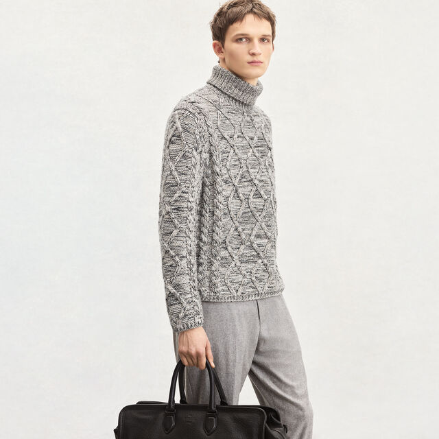 Marl Cables Turtleneck, ECRU / NOIR, hi-res 2