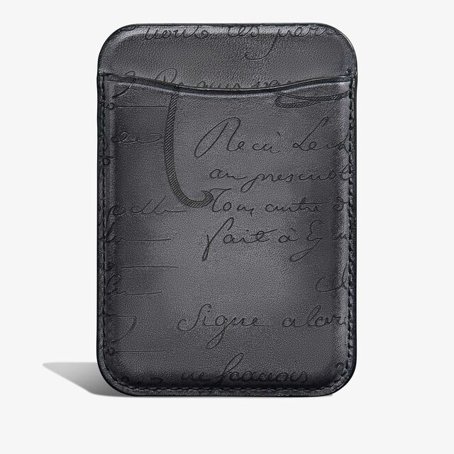 Scritto Leather Magnetic Card Holder, LIGHT ALUMINIO, hi-res 1