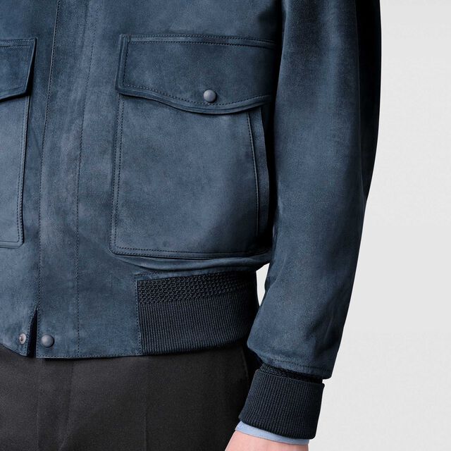 Suede Flight Jacket, DIM BLUE, hi-res 5