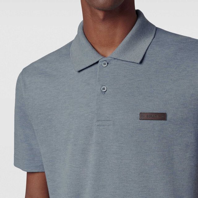 Classic Pique Leather Tab Polo, TITANIUM BLUE, hi-res 5