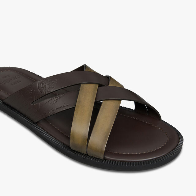 Sifnos Scritto Leather Sandal, OLIVE, hi-res 6