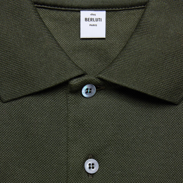 Leather Tab Polo, DARK GREEN, hi-res 5