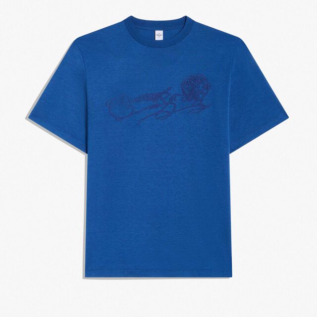 스웨이드 효과 스크리토 T-셔츠, BLUE HAWAI, hi-res 1