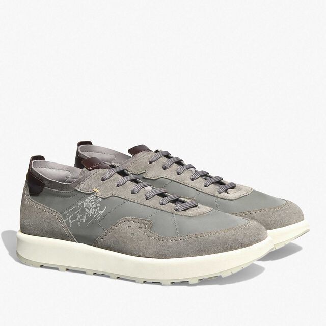 Light Track Suede Calf Leather and Nylon Sneaker, GREY, hi-res 2