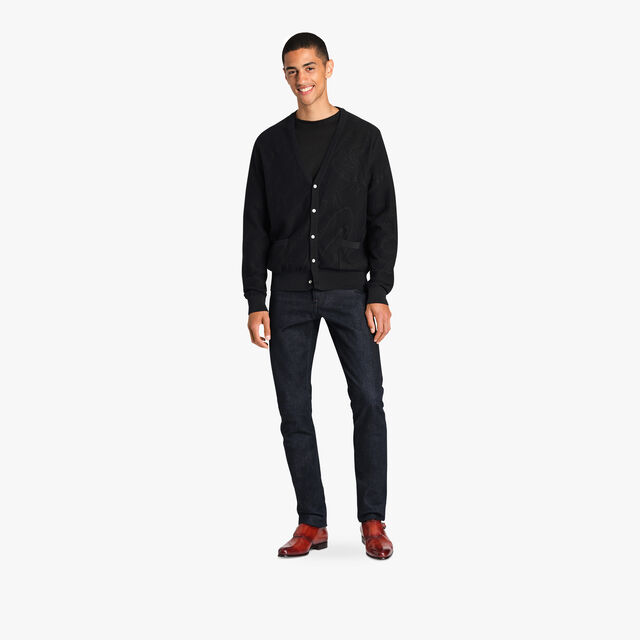 T-Shirt With Leather Detail, NOIR, hi-res 4