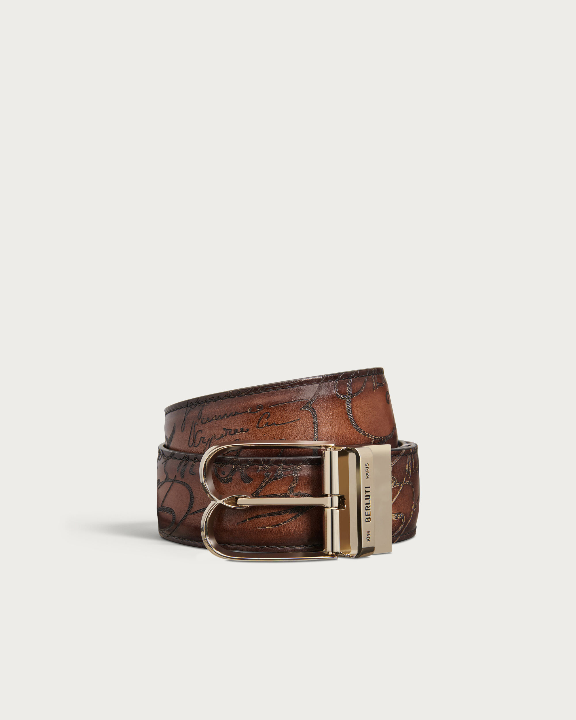 B Volute Reversible Belt, Nero Grigio & Mogano, hi-res