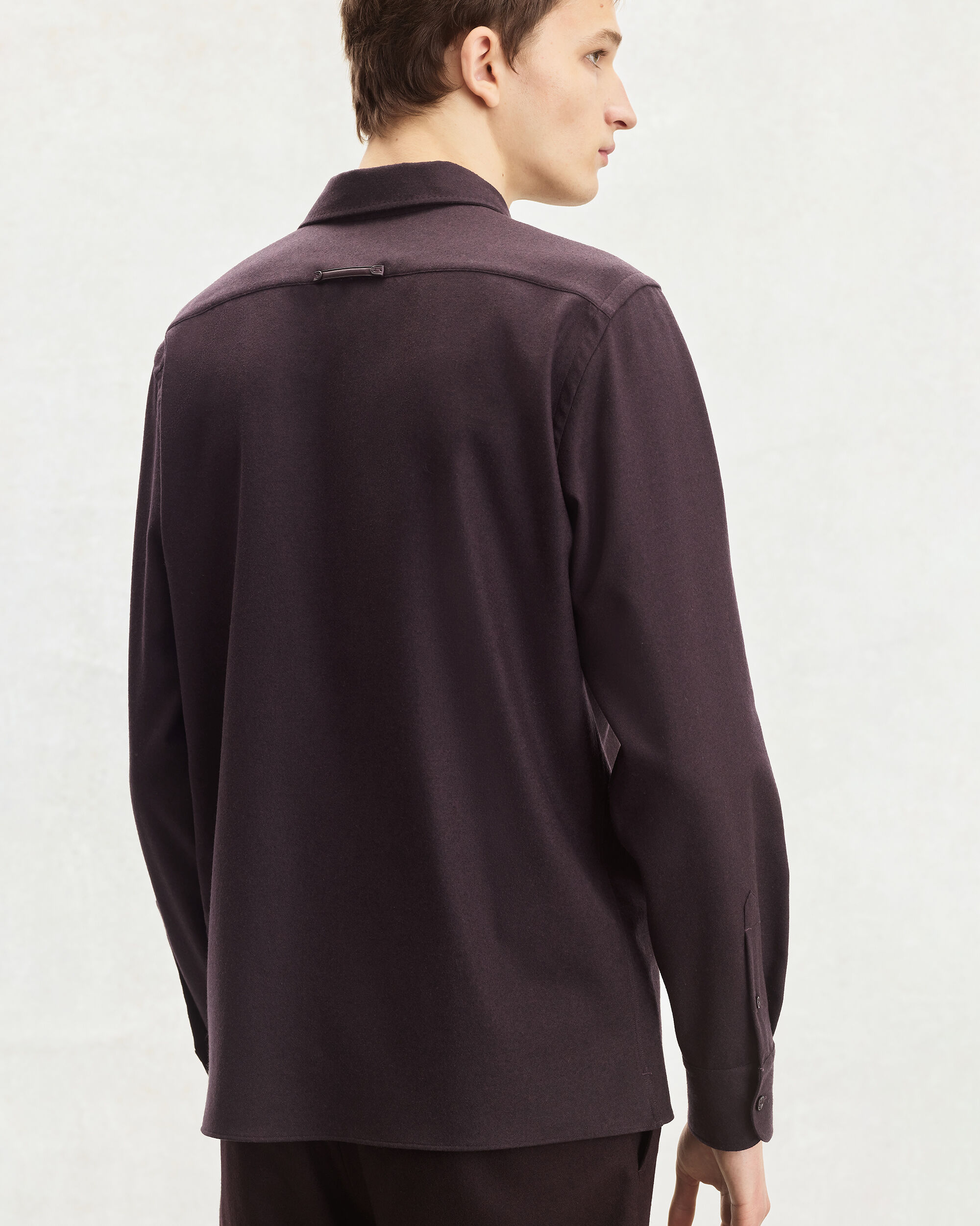 Military Shirt with Leather Detail, Nero Bordo, hi-res