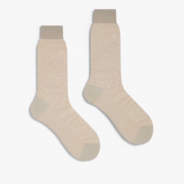 Cotton Scritto Socks, ECRU, hi-res 2