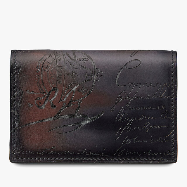 Imbuia Scritto Leather Card Holder, CHARCOAL BROWN, hi-res 1