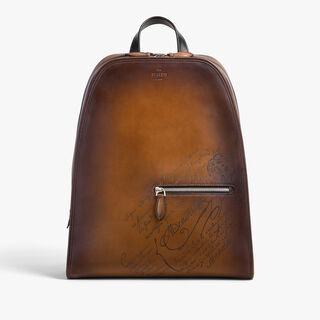 Working Day Scritto Leather Backpack, CACAO INTENSO, hi-res
