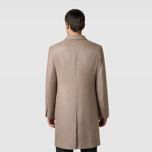Travel Coat in Cashmere & Silk, LIGHT TAUPE, hi-res 3