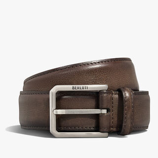 Versatile Scritto Leather 35 mm Belt, SOFT BROWN, hi-res
