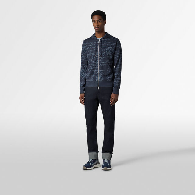 Classic Scritto Zip-up Hoodie, GREYISH NAVY, hi-res 4