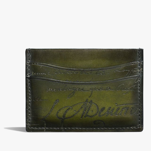 Bambou Scritto Leather Card Holder, NERO CAVIAR, hi-res 2