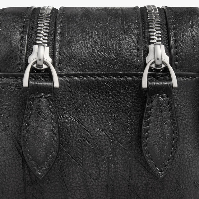 Formula 1003 Zipped Pouch In Scritto Leather, NERO GRIGIO, hi-res 7
