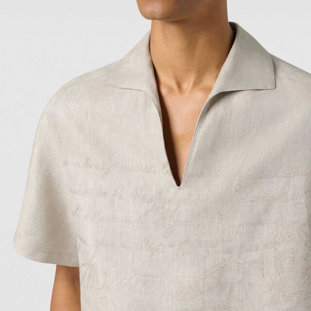 Linen Scritto Short Sleeved Vareuse