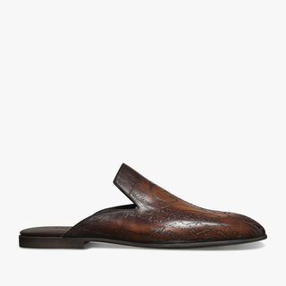 Cyrus Scritto Leather Slipper, TABACCO, hi-res