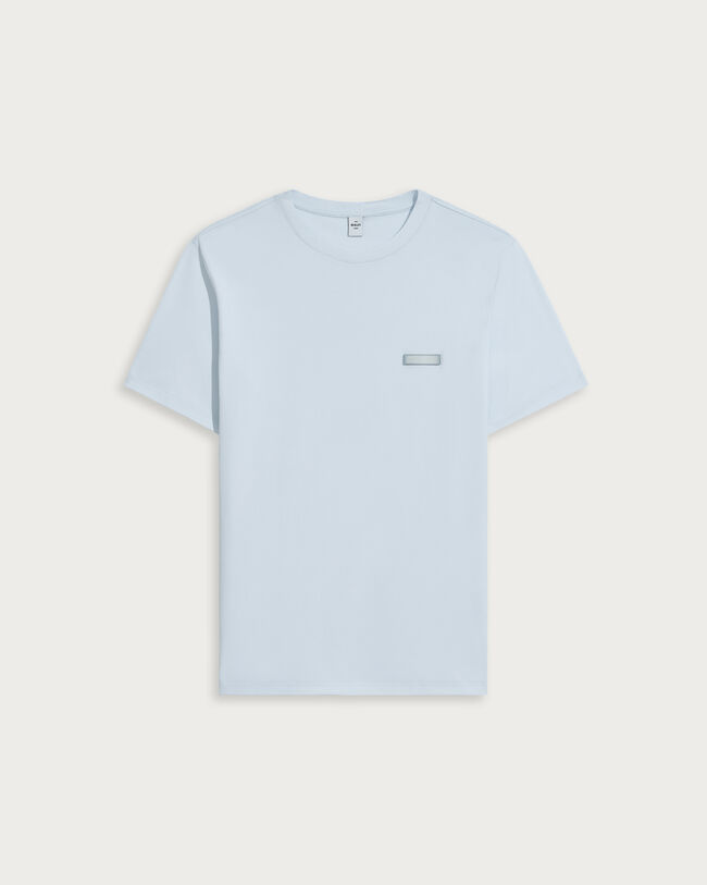 T-shirt with Leather Detail, Sky Blue, hi-res
