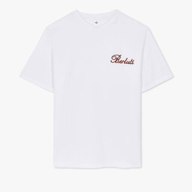 SMALL EMBROIDERED LOGO T-SHIRT, BLANC OPTIQUE, hi-res 1