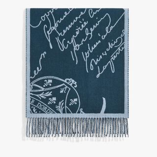 Double Face Herringbone / Scritto Scarf, TITANIUM BLUE, hi-res
