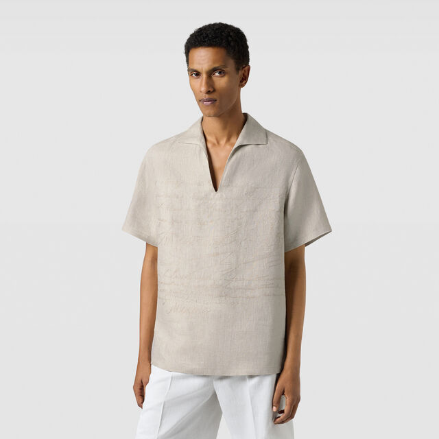 Linen Scritto Short Sleeved Vareuse