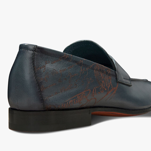 Lorenzo Scritto Kangaroo Leather Loafer, STEEL BLUE, hi-res 5