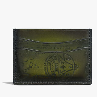 Bambou Scritto Leather Card Holder, NERO CAVIAR, hi-res