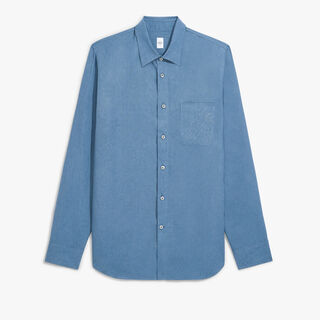 Linen Relaxed Scritto Pocket Shirt, CHAMBRAY BLUE, hi-res