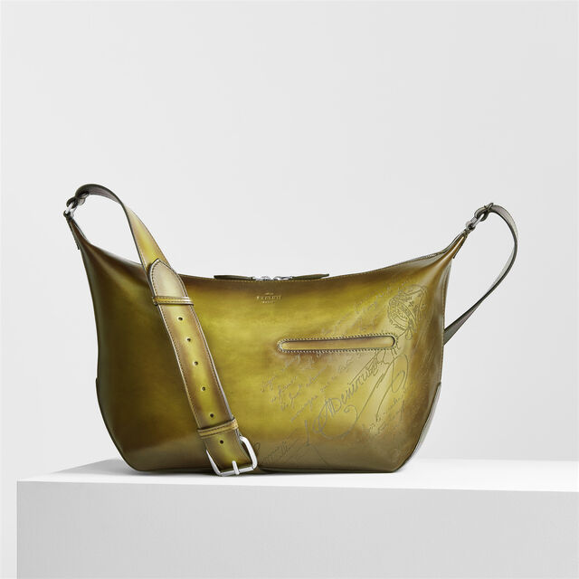Toujours Soft Zipped Hobo Scritto Leather Messenger, JUNGLE GREEN, hi-res 8