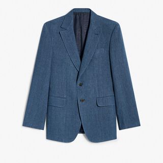 Soft Construction Linen Jacket, BLEU DE SMALT, hi-res