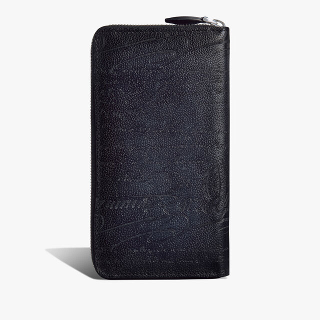 Itauba Scritto Leather Long Zipped Wallet, INDIGO DENIM, hi-res 2
