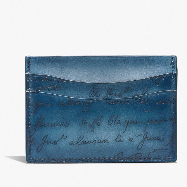 Bambou Scritto Leather Card Holder, IRIS, hi-res 2