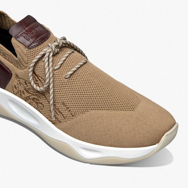 Shadow Scritto Knit And Lagoon Calf Sneaker, BEIGE, hi-res 6
