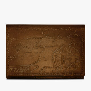 Imbuia Scritto Leather Card Holder, CACAO INTENSO, hi-res