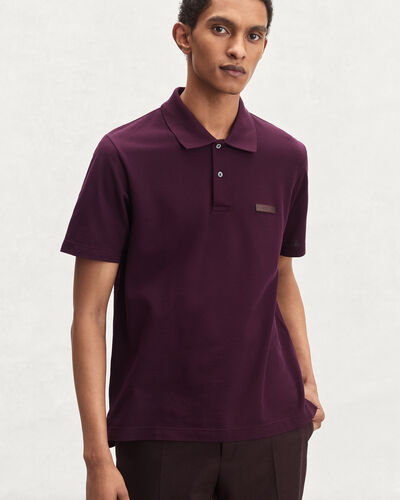 Polo with Leather Detail, Purple Grape, hi-res