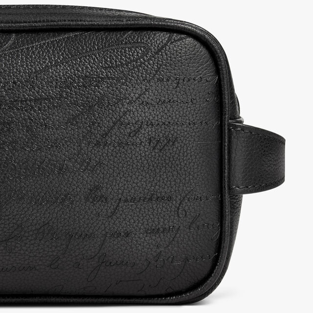 Formula 1003 Zipped Pouch In Scritto Leather, NERO GRIGIO, hi-res 8