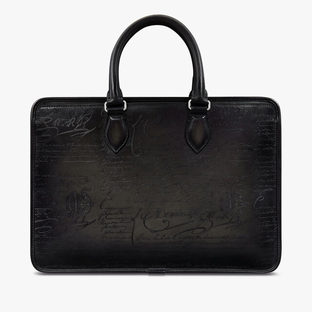 Un Jour Mini Scritto Leather Briefcase, NERO GRIGIO, hi-res 3