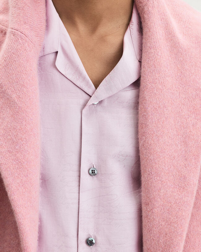 Scritto Pattern Short-Sleeves Shirt, Antique Rose, hi-res