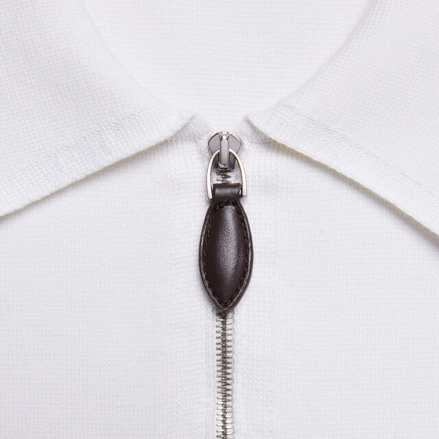 Cotton Silk Zipped Polo, OFF WHITE, hi-res 4
