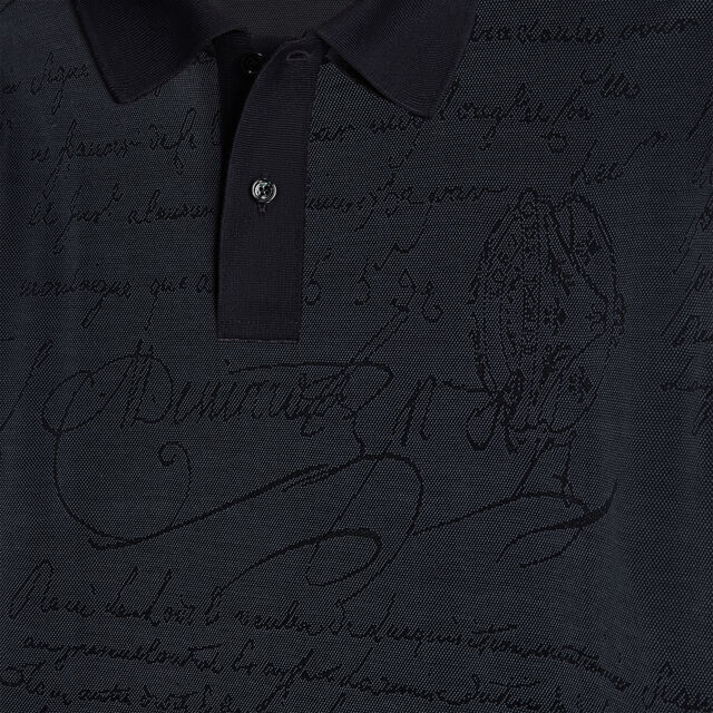 All Over Scritto Jacquard Polo, DUSTY BLUE, hi-res 5