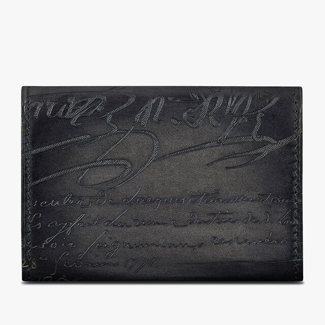 Imbuia Scritto Leather Card Holder, NERO GRIGIO, hi-res 2