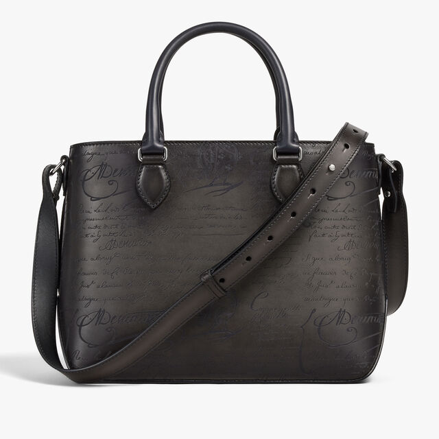Toujours Xs Scritto Leather Tote Bag, NERO GRIGIO, hi-res 3