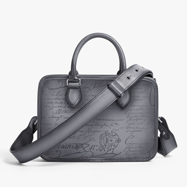 Un Jour Gulliver Scritto Leather Messenger, LIGHT ALUMINIO, hi-res 3