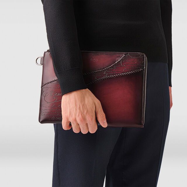 Nino GM Scritto Leather Clutch, SAINT EMILION, hi-res 8
