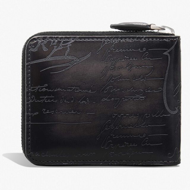 Itauba Square Scritto Leather Zipped Wallet, NERO GRIGIO, hi-res 2