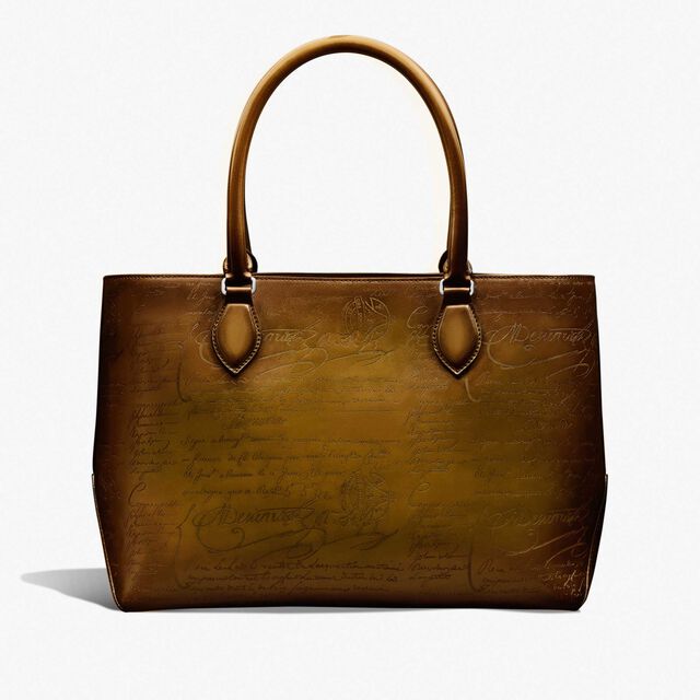 Toujours Mini Scritto Leather Tote Bag, JUNGLE GREEN, hi-res 3